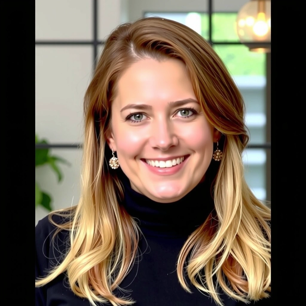 Portrait of a smiling woman, a founder of Premium Health & Beauty Spain, with a warm and approachable demeanor